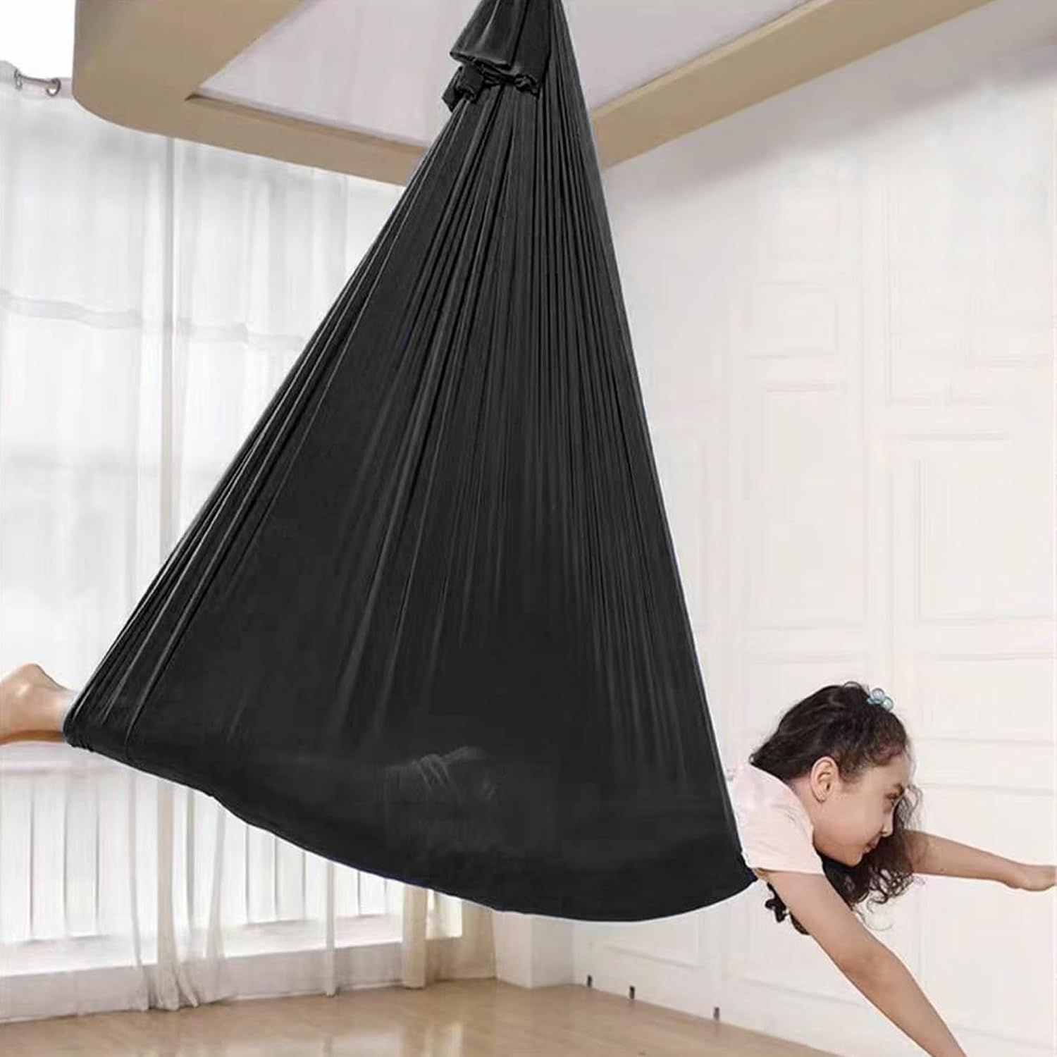 Indoor Sensory Swing for Kids : 60"×110" Autism Swing Indoor for Kids' Sensory Training Use,Sensory Swing Suitable for Children with Autism, ADHD, Sensory Impairments (Black)
