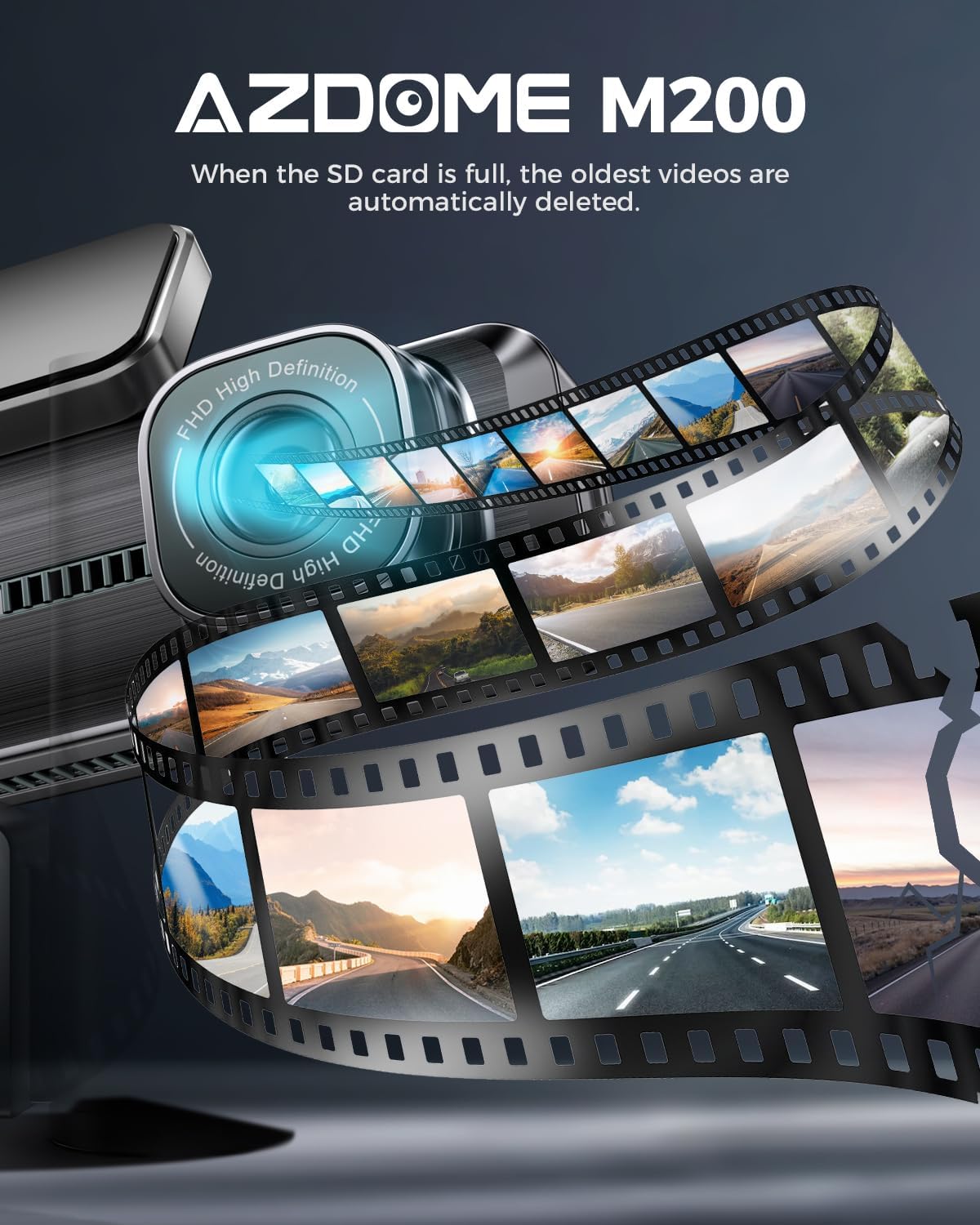 AZDOME M330 Dash Cam loop recording visual