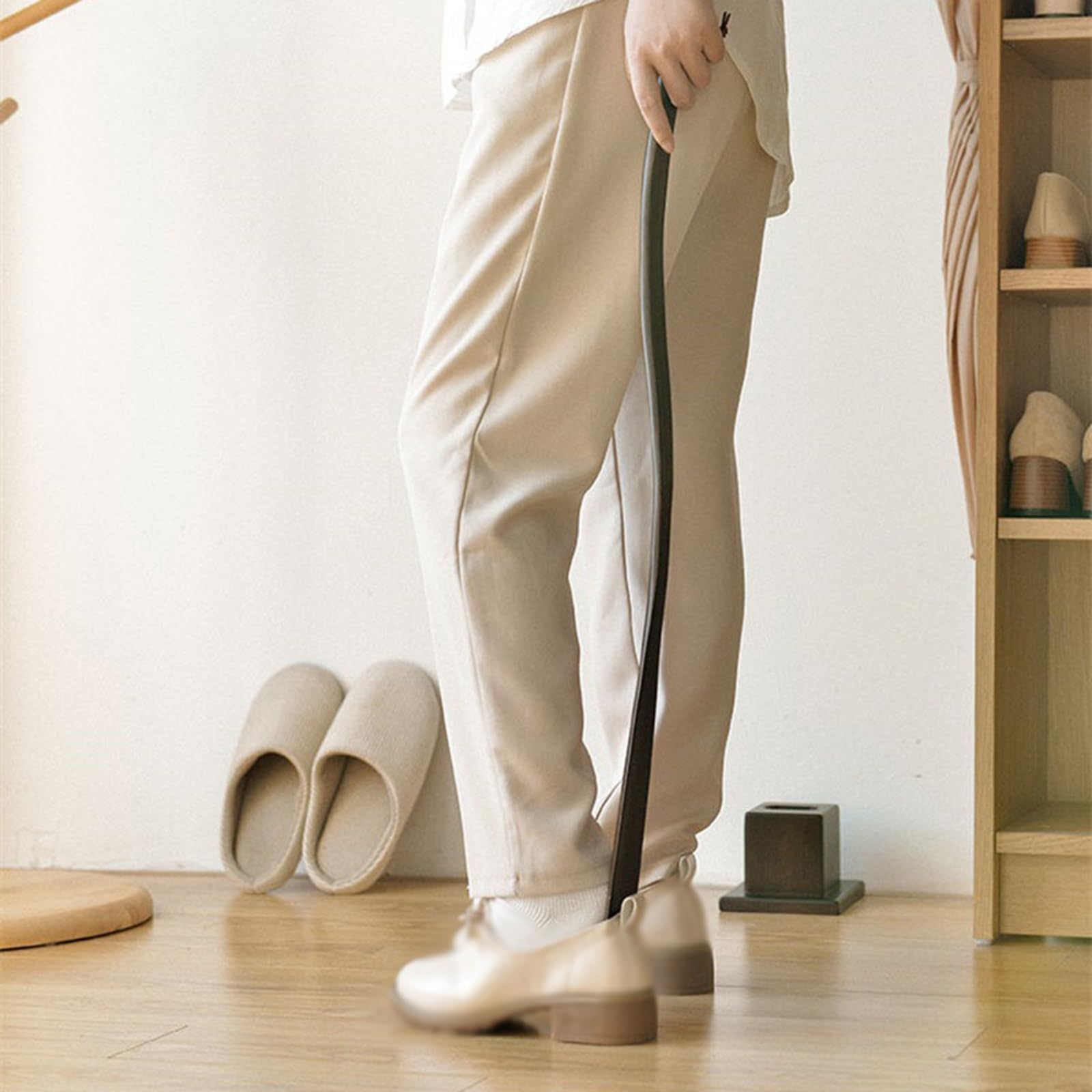 Łyżka do butów, łyżka do butów z długą rączką, Podnośnik do butów Profesjonalna drewniana łyżka do butów Elastyczna, długa rączka Łyżka do butów Przydatny podnośnik do butów Łyżka do butów Narzędzia d