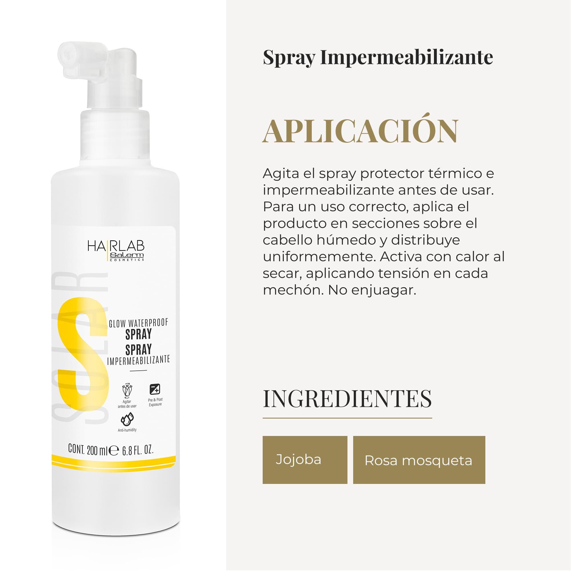 SALERM Spray Impermeabilizante y Reparador para el Cabello 200 ml Protector Térmico Anti Frizz