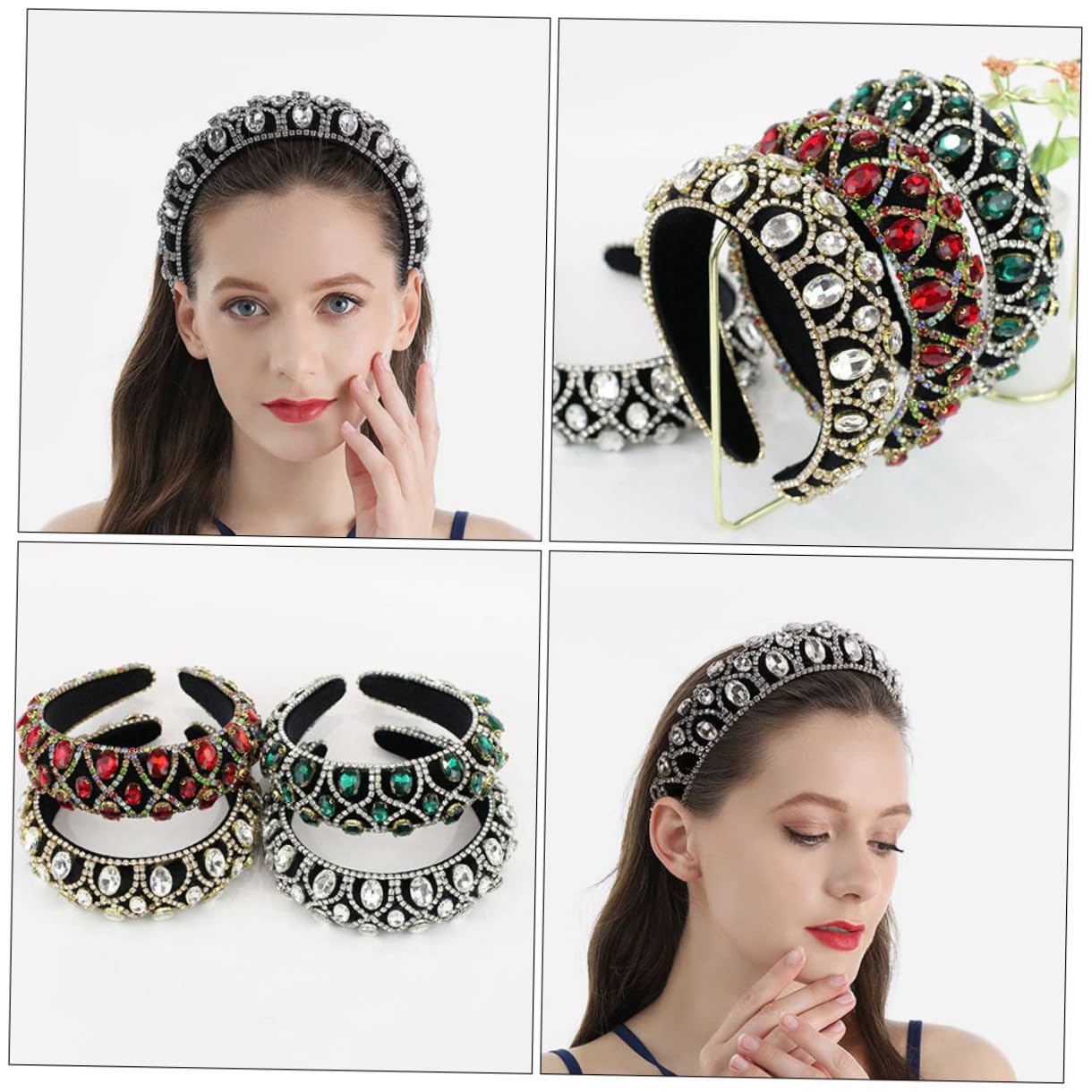 Costume Padded Banquet Wedding White Stylish Kids Hairbands Wide Bridal Crystal Diamond Crowns -designed Hairband Decorations Lining Glitter Rhinestone Chic Pageant Design Unique