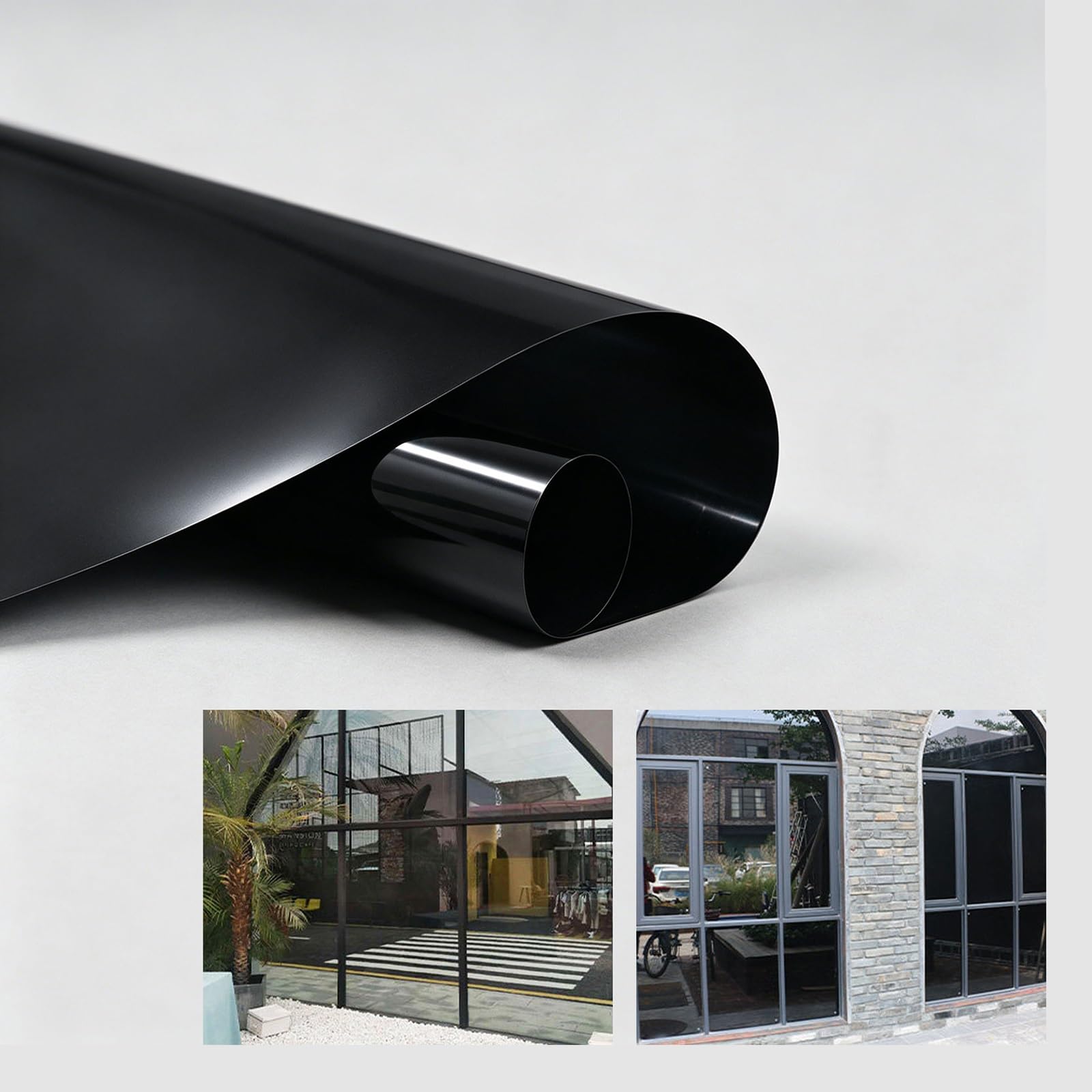 One Way Window Privacy Film Reflective Mirror Window Tint for Home Glass Windows Cover Sun Heat Blocking, for Home and Office(Black,120x100cm/47x40in)