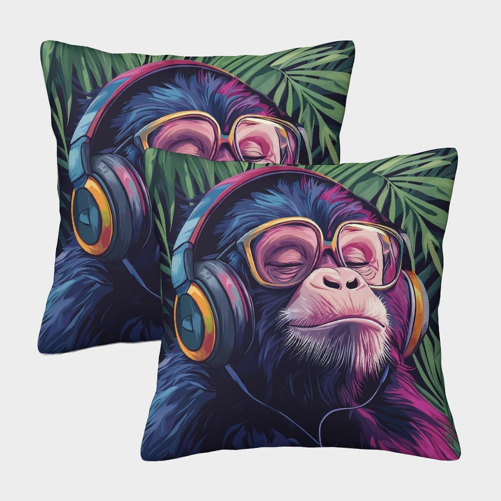 kaiyun 2 Pack Happy Monkey Square Pillow Cover Cushion Cover 50x50cm Suitable for Sofa Bed Chair,3D Colorful Pattern Pattern