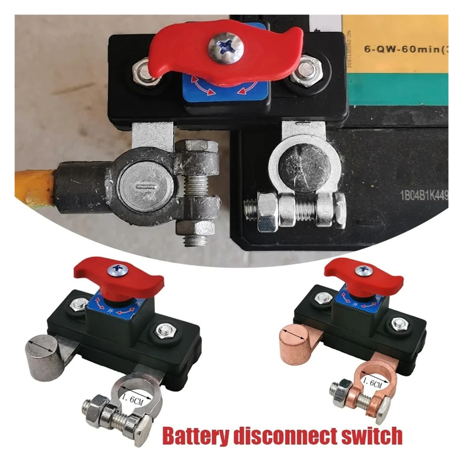 Wycięcie akumulatora samochodowego 12 V/24 V, Heavy Duty Disconnect izolator Power Cutoff Terminal Link Switch do samochodów ciężarowych (jasny srebrny styl)
