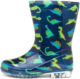 Shoe Zone Boys Navy & Green Dinosaur Welly