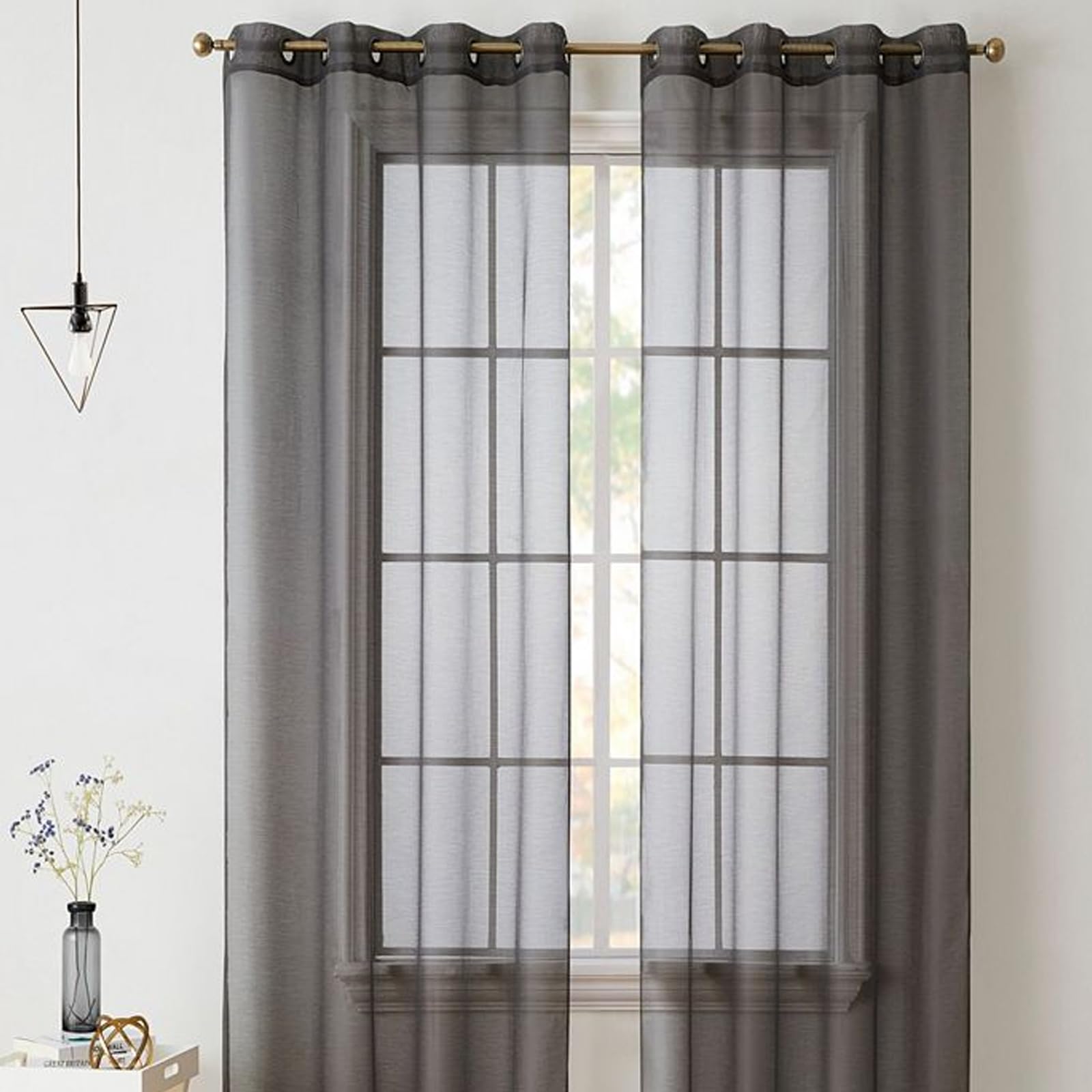Outdoor Vorhang Transparent Outdoorvorhänge mit Ösen, 2er Set H 210 X B 134 cm, Gardinen Vorhänge Sichtschutz Balkon Vorhänge Sonnenschutz Außenvorhang für Pavillon Wohnzimmer Terrasse Garten (Grau)