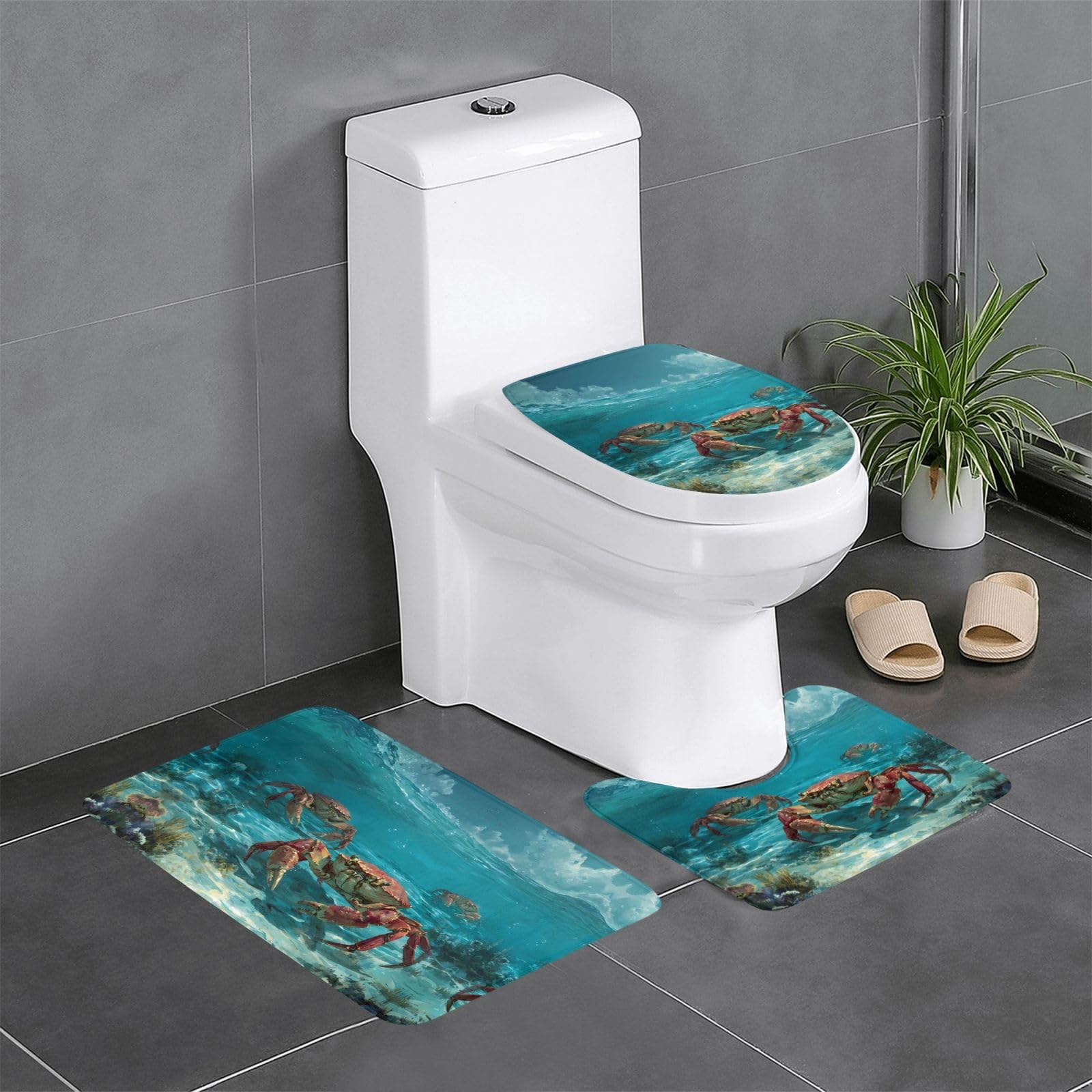 Tapis de salle de bain antidérapants rectangulaire en U et O pour toilettes