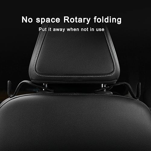 Miniatura 5 de neynavy 2 ganchos para reposacabezas de automóvil, ganchos de cuero para asiento trasero de vehículo, accesorios interiores para bolsos, abrigos,