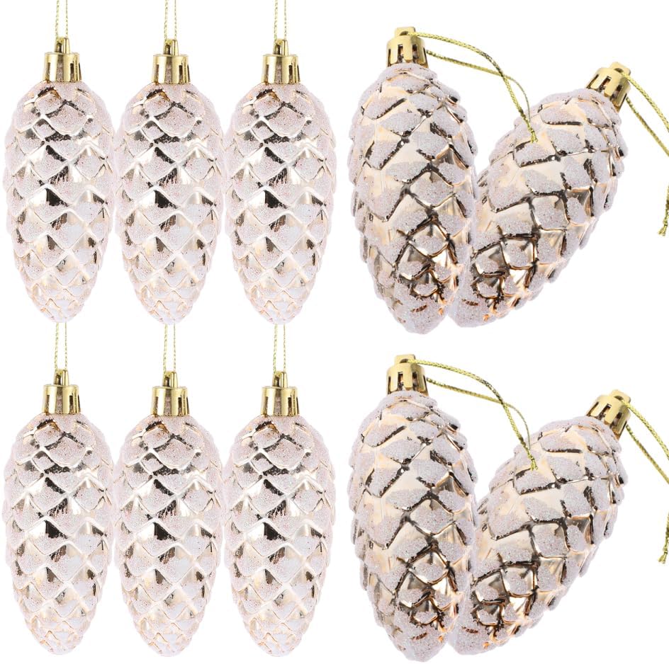 DECHOUS 10Pcs Plastic Pine Cones Ornaments for Christmas Tree Hanging Pendants Shatterproof Christmas Pinecone Baubles for Party Holiday Decorations