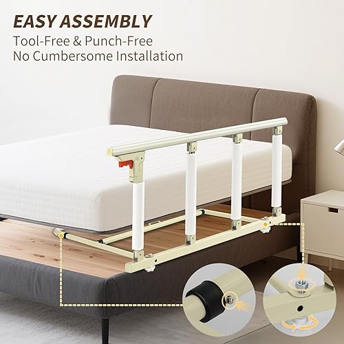 Miniatura 12 de Rieles de cama para adultos mayores, rieles plegables de asistencia de cama para personas mayores, rieles de protección de asistencia de cabecera