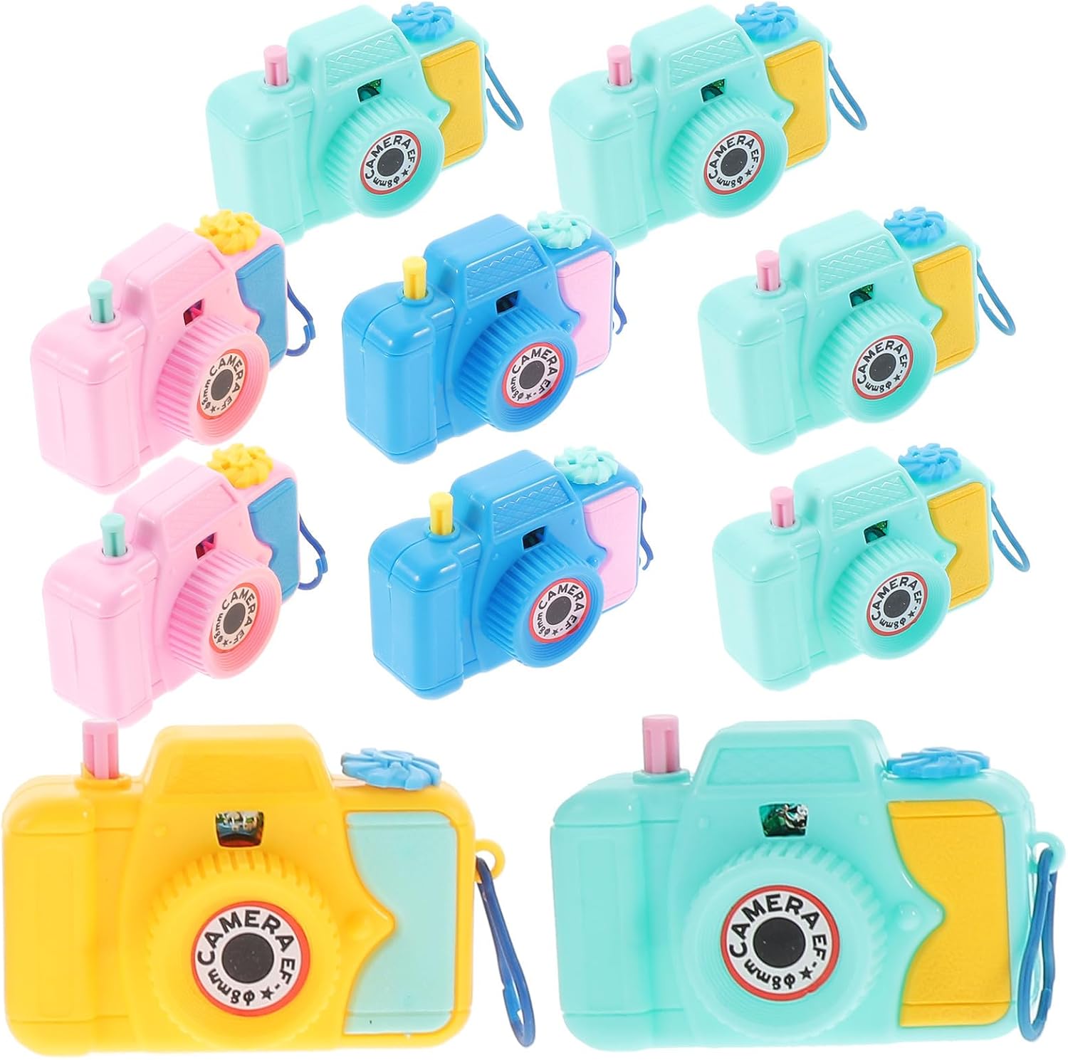 Yardwe 10pcs Cartoon Camera, Plastic Educational Projection Cameras, Portable and Easy to Operate, for Pretend Play and Learning Activities Random Color