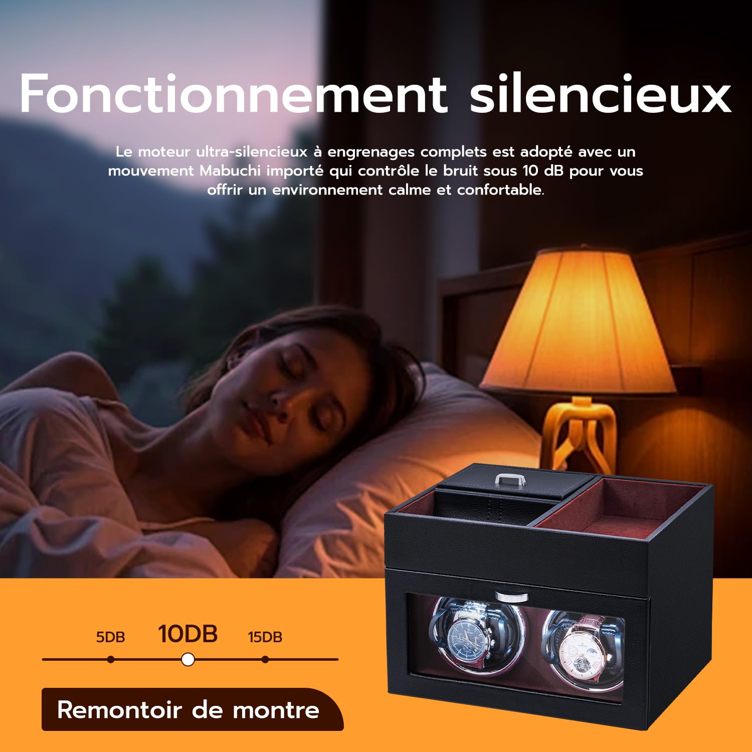 Mcbazel Multifonctionnel Remontoir de Montre pour 2 Montres, Montres Automatiques Affichage LED Lumière Boîte de Rangement de Bijoux avec Moteur Silencieux 1 Mode de Rotation- Vin Rouge