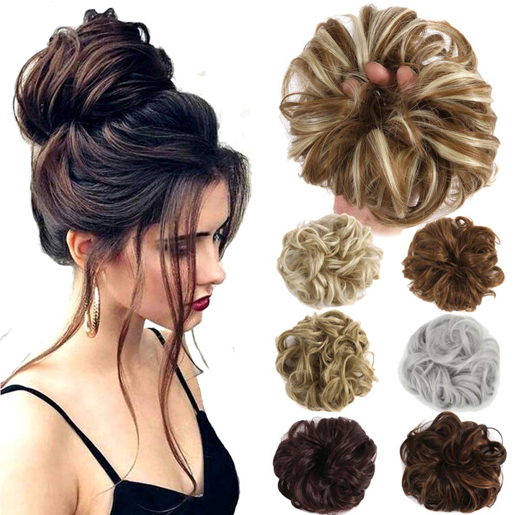 Hair Bun Extensions Wavy Curly Messy Donut Chignons Hair Piece Wig Hairpiece (Silver Grey-N, onesize)
