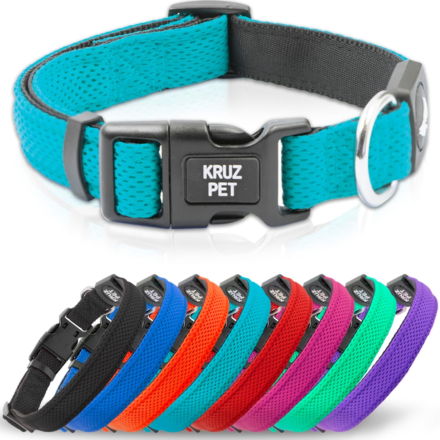 Dog Collar for Small Dogs (Width- 5/8", Neck - 8"-12") | Adjustable Padded Turquoise Dog Collar with Heavy Duty D-Ring | Soft Comfortable Fit for Small Dogs | Turquoise, X-Small