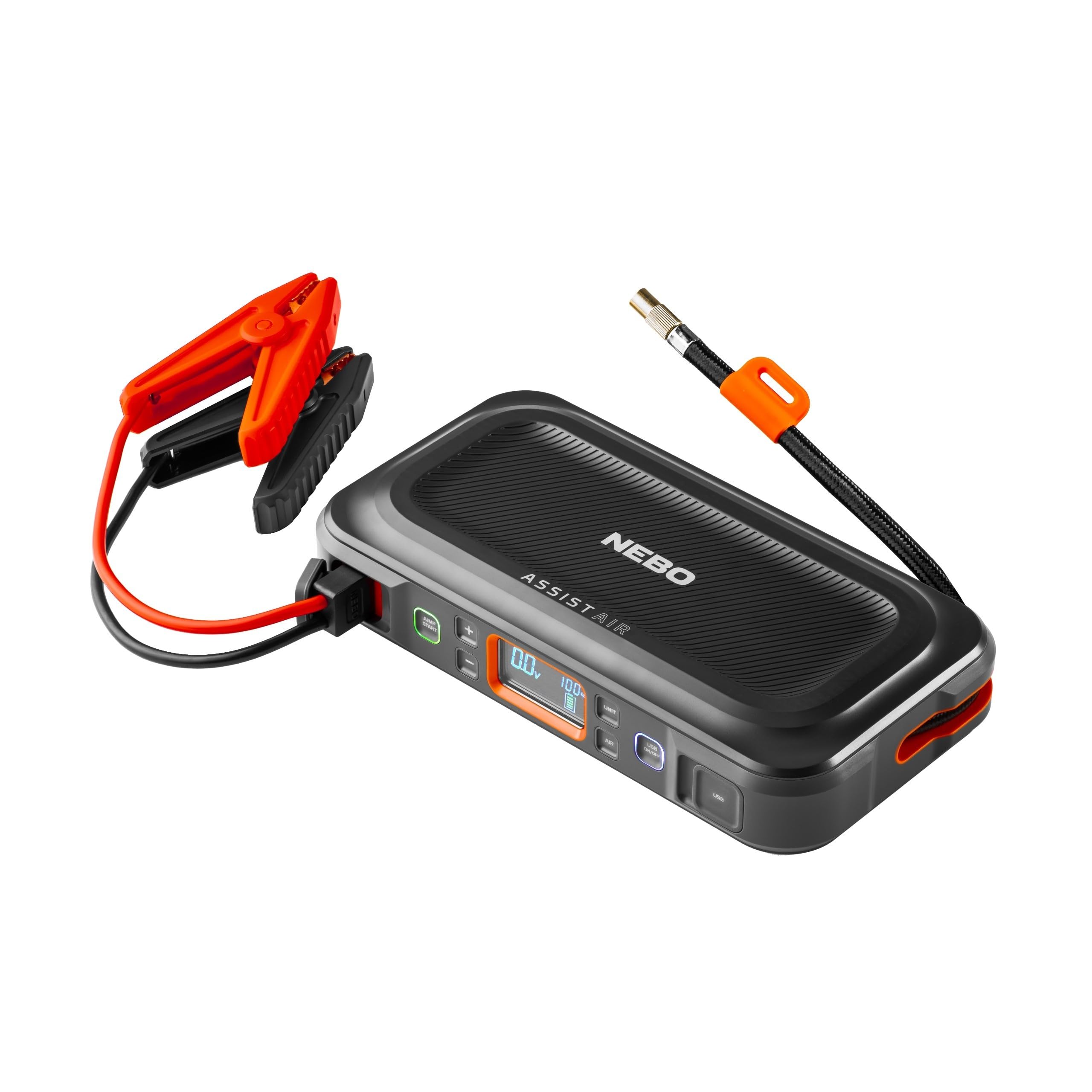 Assist Air Jump Starter & Air Compressor – 4-in-1 Portable Car Battery Booster, Tire Inflator, Power Bank & LED Work Light - Portable Emergency Kit Car - For Emergency Roadside Situations