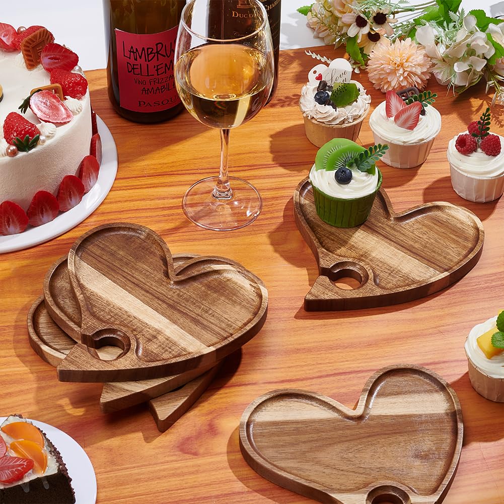 UNICRAFTALE 5 Plateaux Cœur Apéritif Vin Planches Charcuterie Bois Plateau Fromage Cocktail Cadeaux Mariage