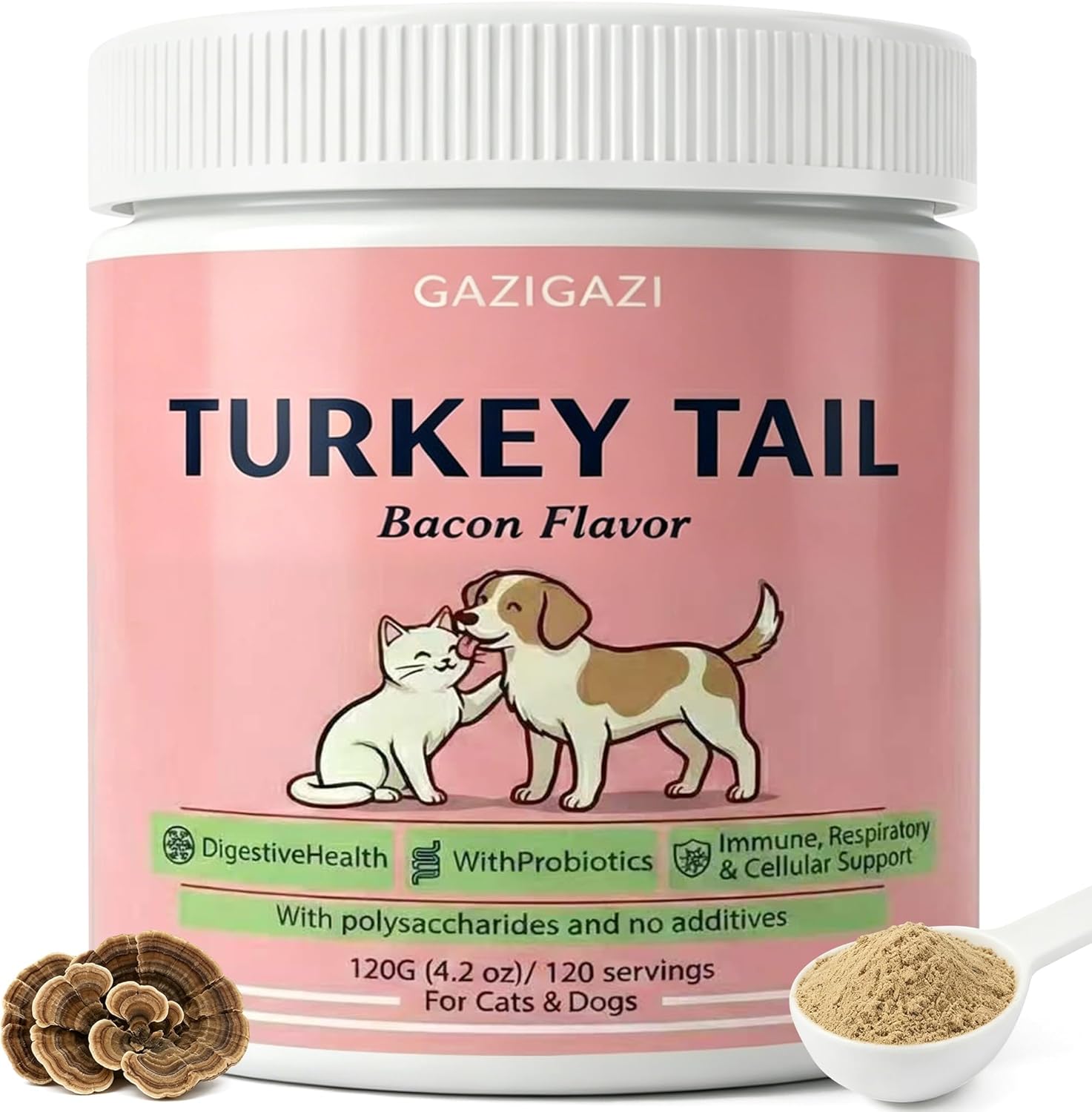Organic Turkey Tail Mushroom for Dogs & Cats – 833mg – 10 Mushroom Blend – Immune Support & Skin Defense – Lipoma Support for Dogs – Buddy Guard for Dogs Lumps and Bumps – 120 Scoops