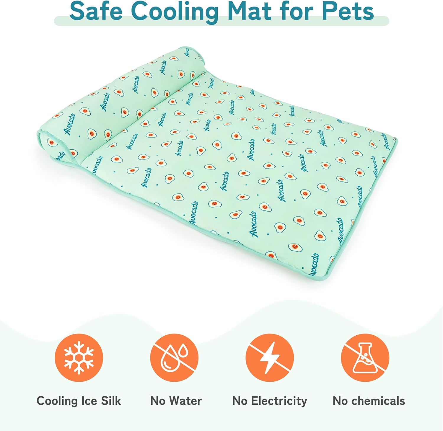 PUMYPOREITY Cooling Dog Bed, Pet Cooling Mat with Pillow, Ice Silk Cooling Dog Blanket, Self Cooling Pad for Cat,Dog, Washable Summer Pet Mat for Kennel, Crates, Sofa, Floor, Green, L