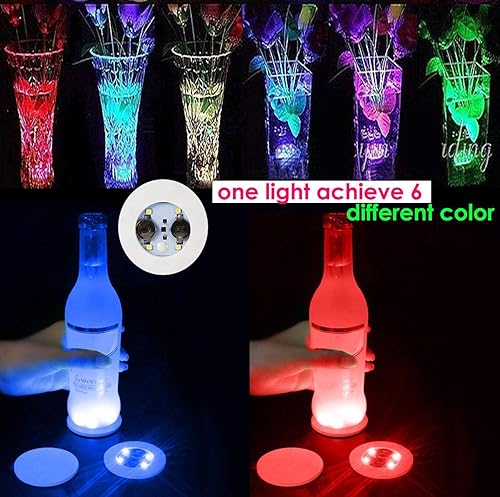 Miniatura 3 de LOGUIDE Posavasos LED, paquete de 12 posavasos iluminados, luces LED para botellas, glorificador de botellas, discos LED para posavasos iluminados