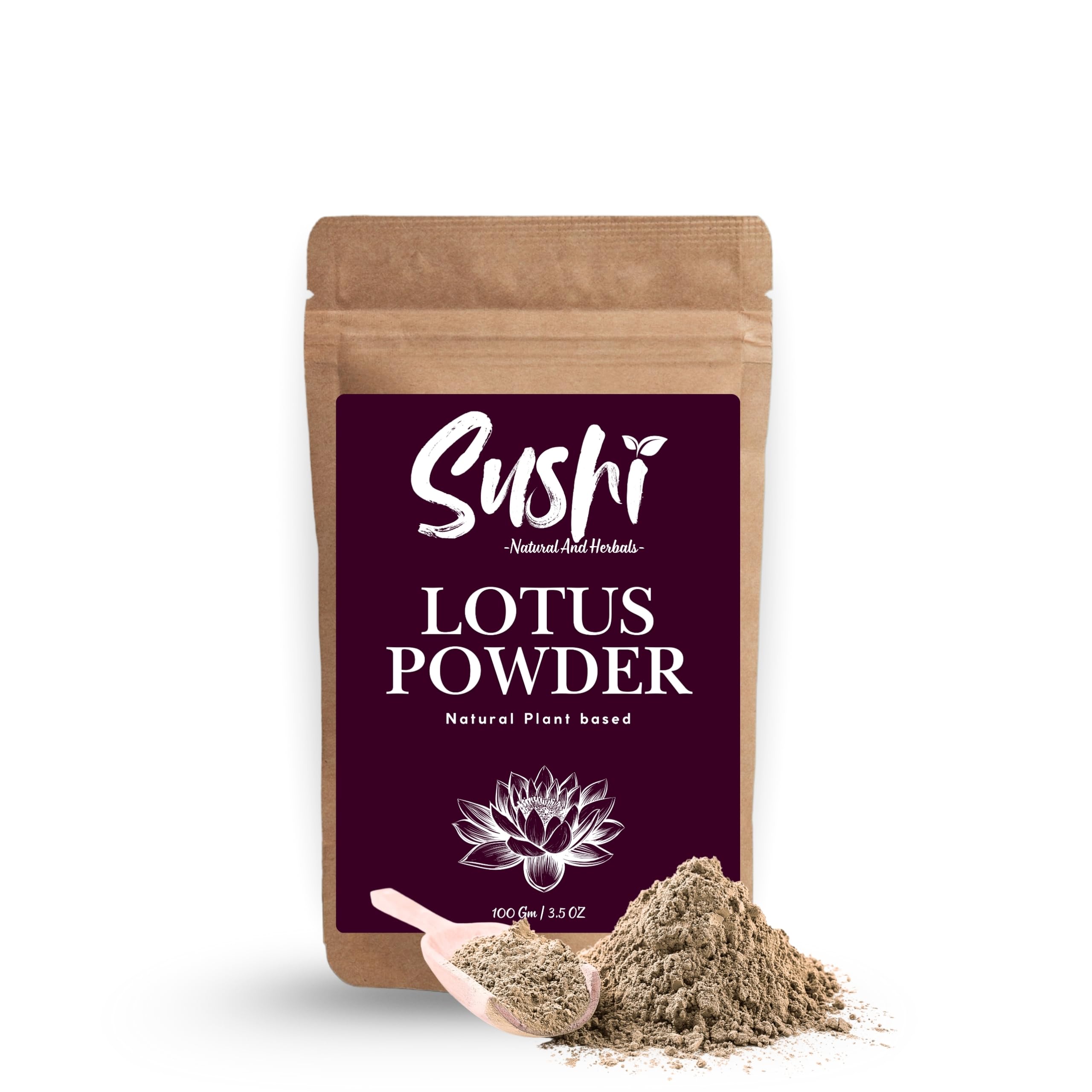 Sushi Lotus Powder | 100% Pure & Organic | Natural Skin Care & Hydration | Rich in Antioxidants & Nutrients (Pack of 1 | 100gm)
