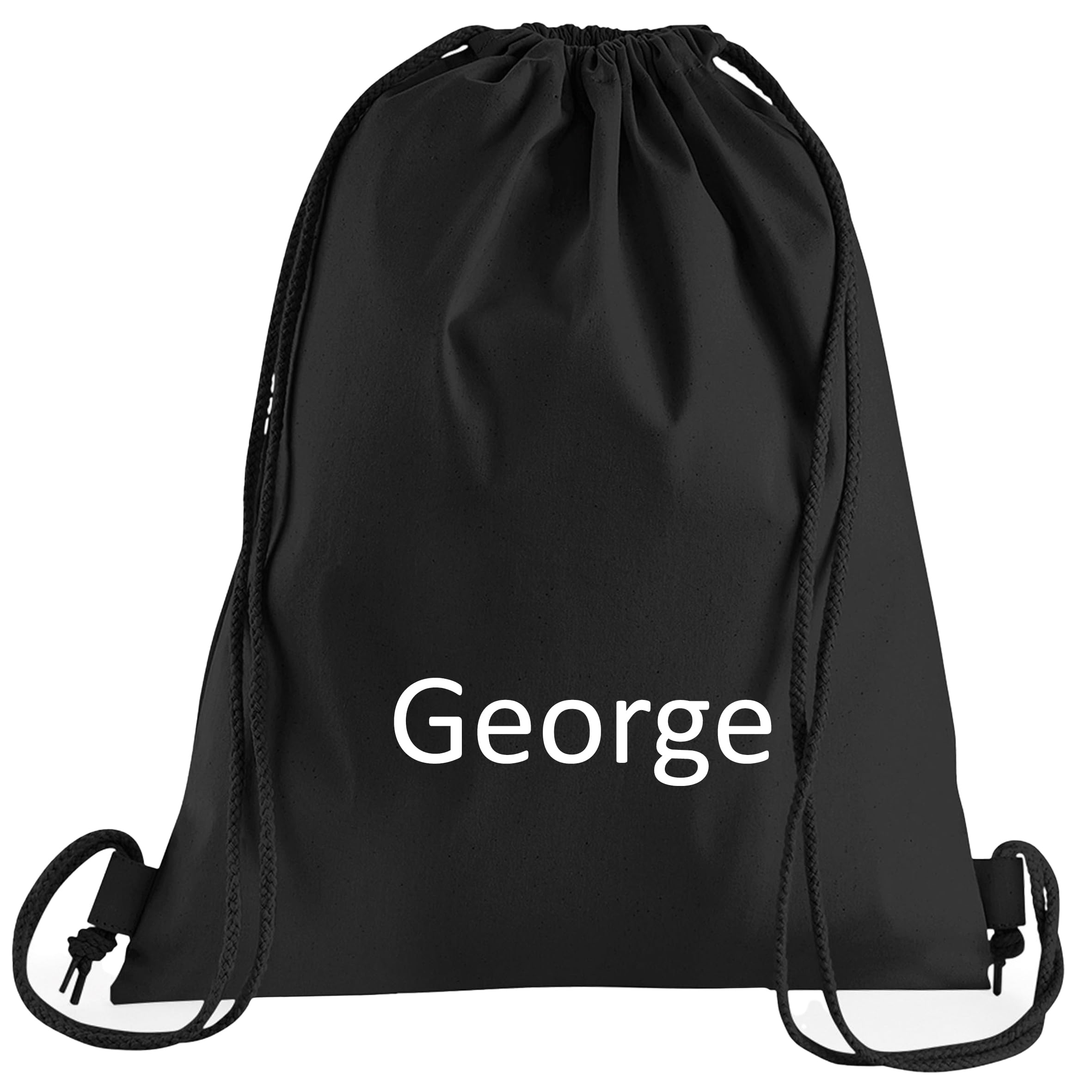 JJLC Personalised School Sports Gym PE Drawstring Bag Embroidered Name (Black)
