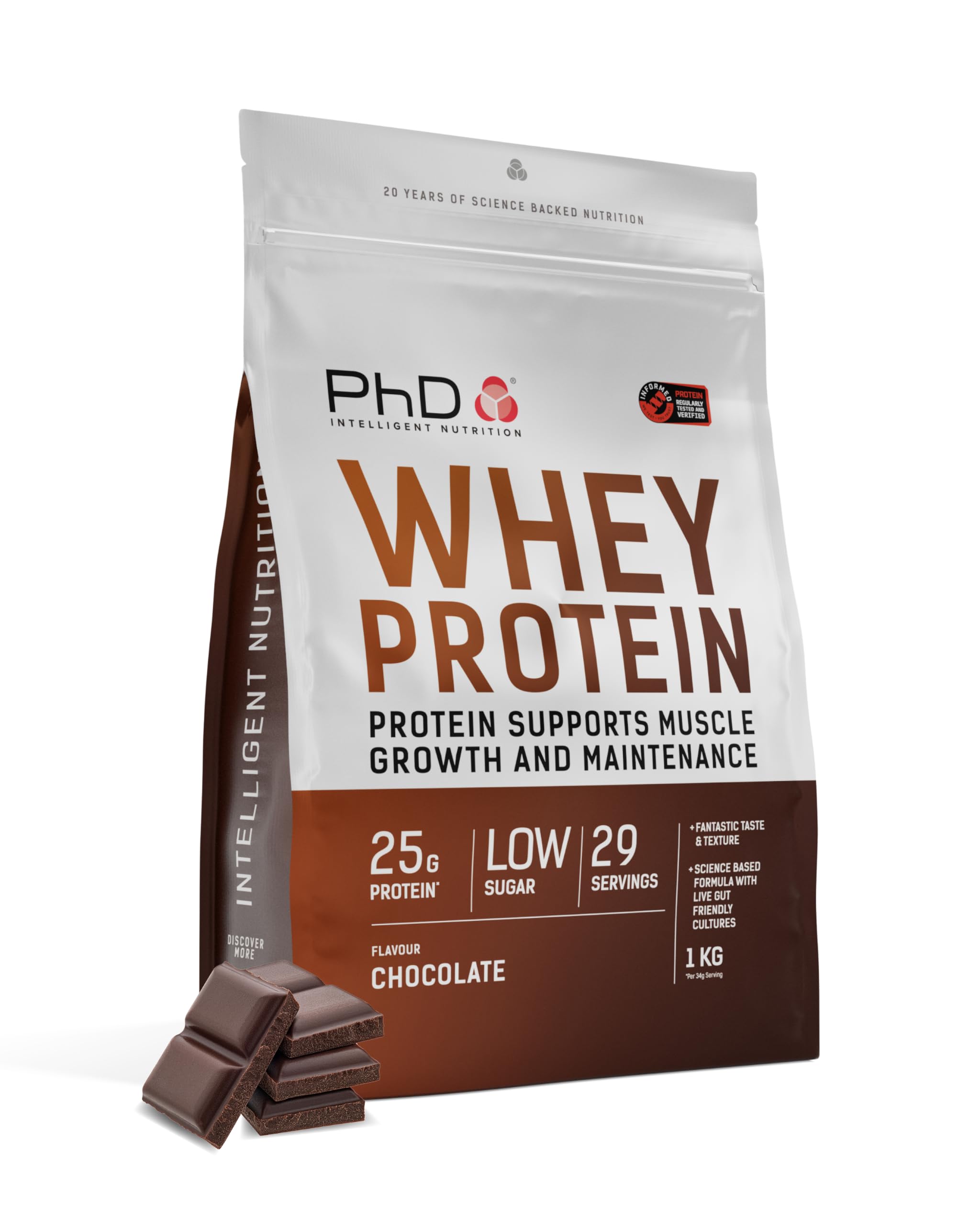 PhD Whey Protein Powder, Chocolate, 1 kg