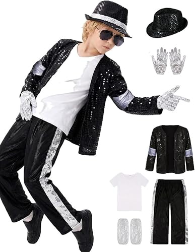 LMRXOFE Kids Pop Star Halloween Costume Retro 80s 90s Disco Set