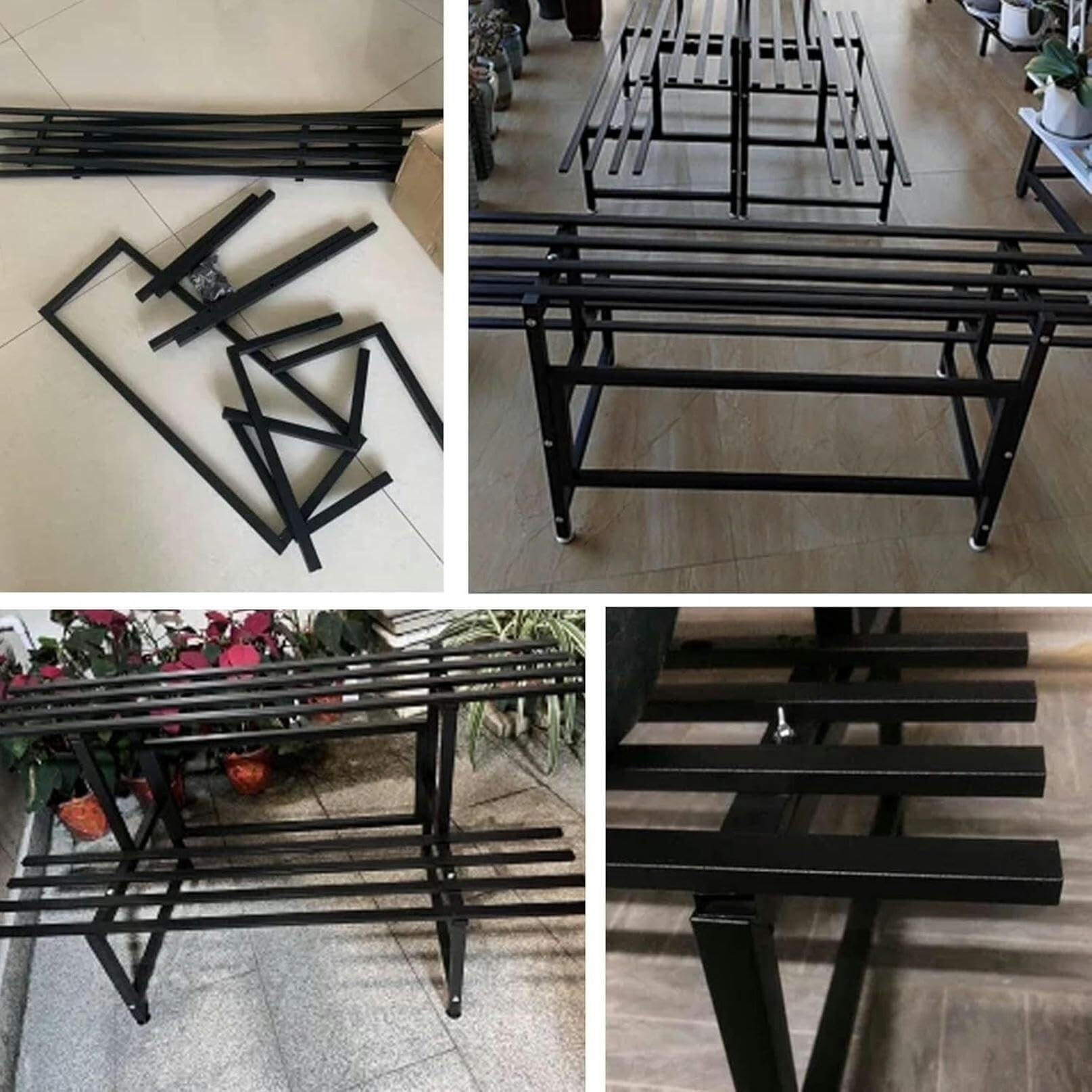 Metalowy stojak na rośliny, 2-poziomowa półka w stylu schodowym na doniczki na kwiaty, czarny narożny uchwyt na rośliny dla miłośników roślin, wysokość 120 cm