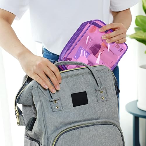 Miniatura 5 de PACKISM Bolsas de maquillaje transparentes, paquete de 2 bolsas de aseo transparentes con cremallera, resistentes al agua, bolsas de cosméticos