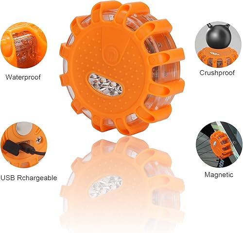 Miniatura 3 de GP906B - Kit de luces LED recargables de emergencia para carretera, advertencia de tráfico de coche, faro, disco intermitente, 9 modos,