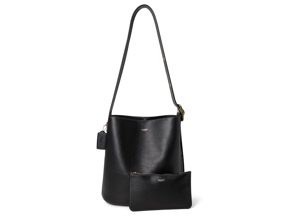 COACH Bleecker Bucket Bag Shoulder Women's Handbags Black, Leather