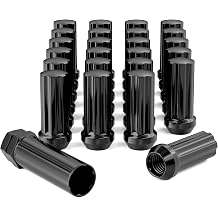 EOTH 14mmx2 Wheel Lug Nuts 24pcs M14x2 Black Thread XL Spline Lug Nuts with 1 Removal Tool Key Replacement 2003-2014 F150 Expedition Lincoln Navigator Bonus with Tire Valve Cap