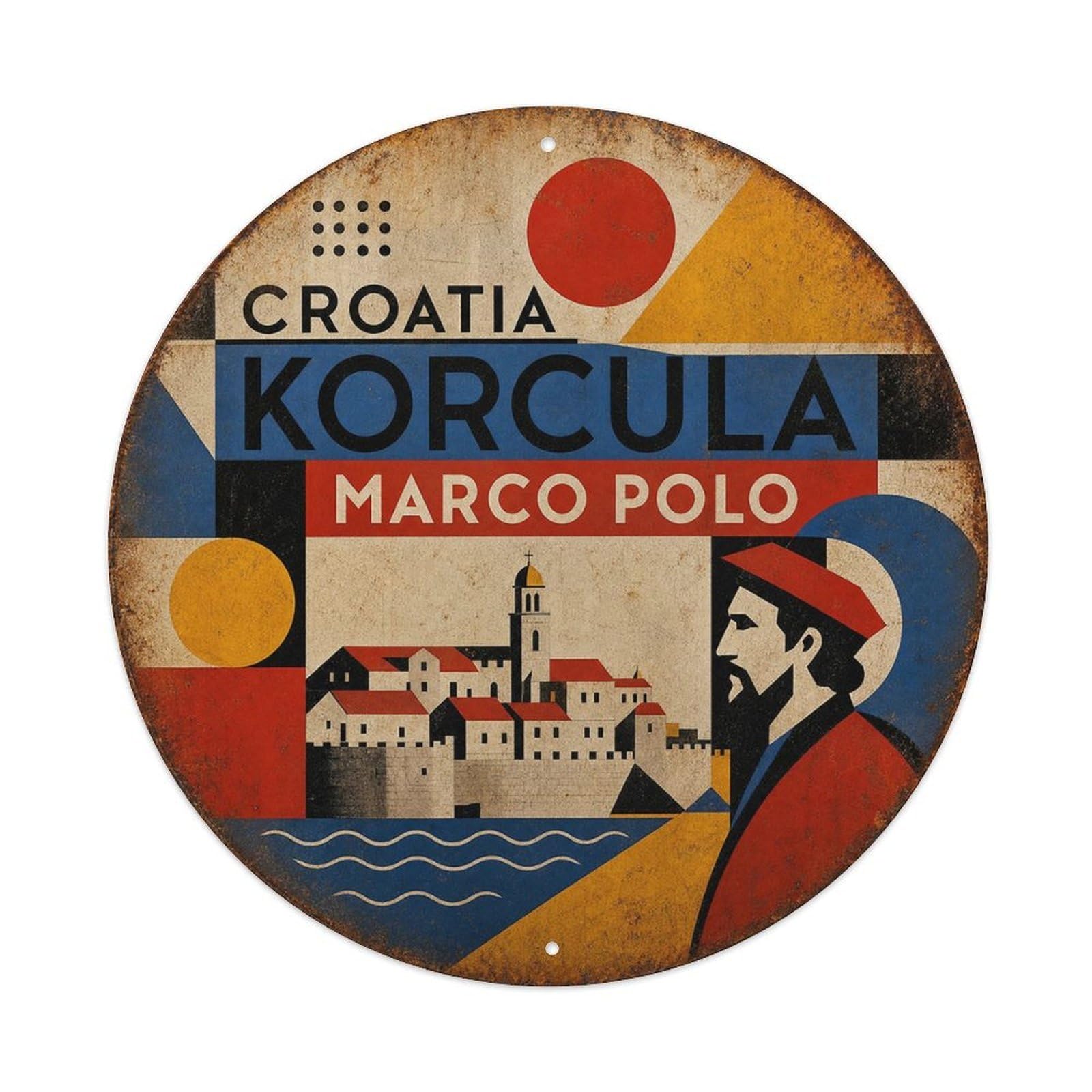 Croatia Korcula Medieval Heritage Constructivist Castle Metal Tin Sign