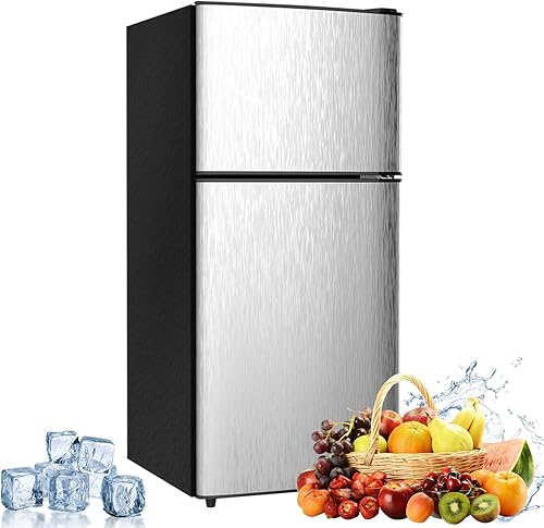 Mini refrigerador con congelador, refrigerador pequeño de 3.2 pies cúbicos, termostato ajustable 7, ahorro de energía, bajo ruido, refrigerador