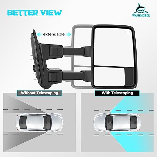 Miniatura 4 de Espejos de remolque con calefacción eléctrica ahumada compatibles con Ford Super Duty (2003 2004 2005 2006 2007) y Excursion (2001-2005), espejos