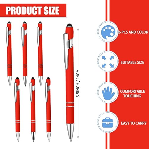 Miniatura 2 de 6 bolígrafos de tinta azul con punta de lápiz capacitivo 2 en 1, bolígrafos de metal para pantallas táctiles, colegio, oficina, compañeros de