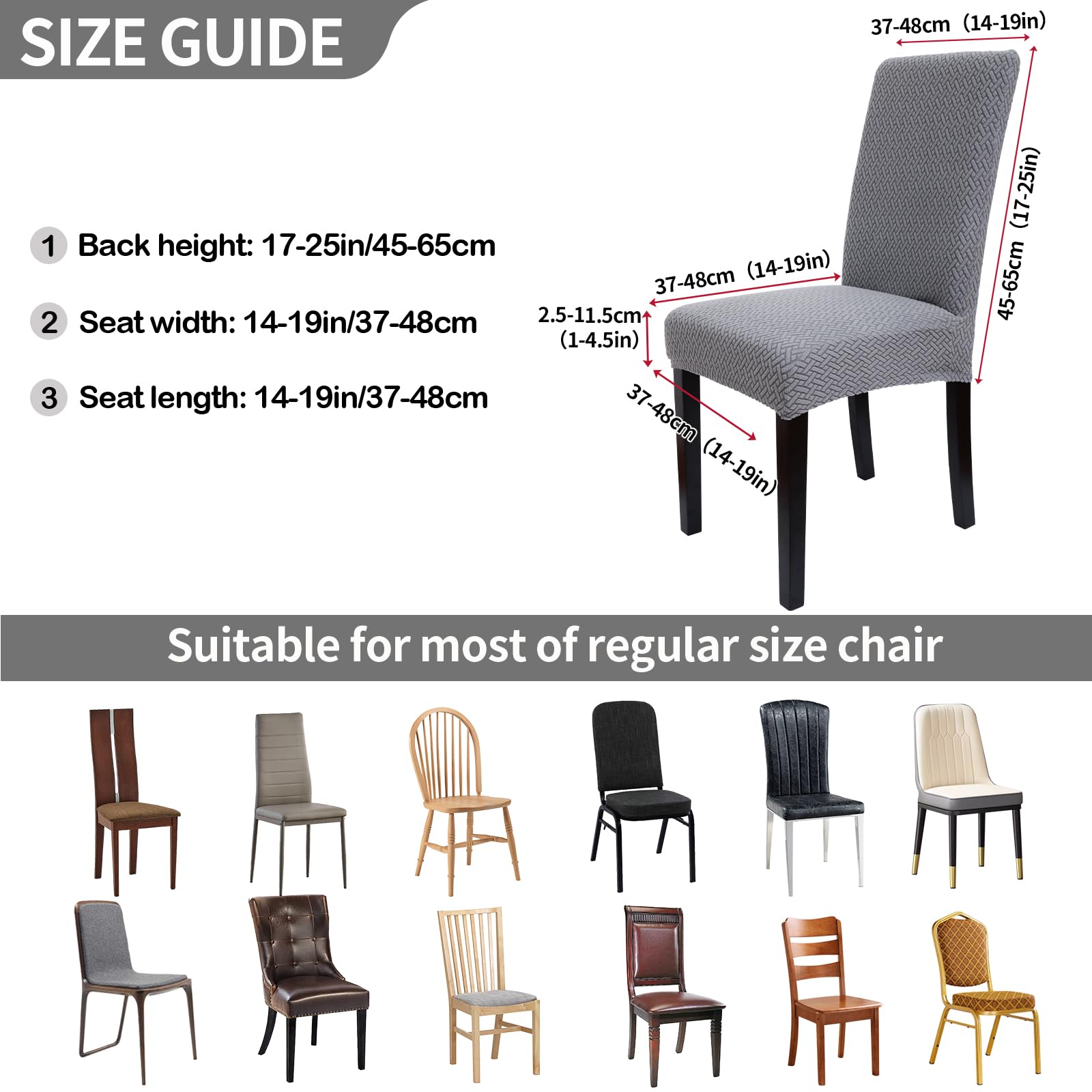 Zindoo Dining Chair Covers Set of 6, Stretch Dining Chair Protector Slipcovers Jacquard - Image 4