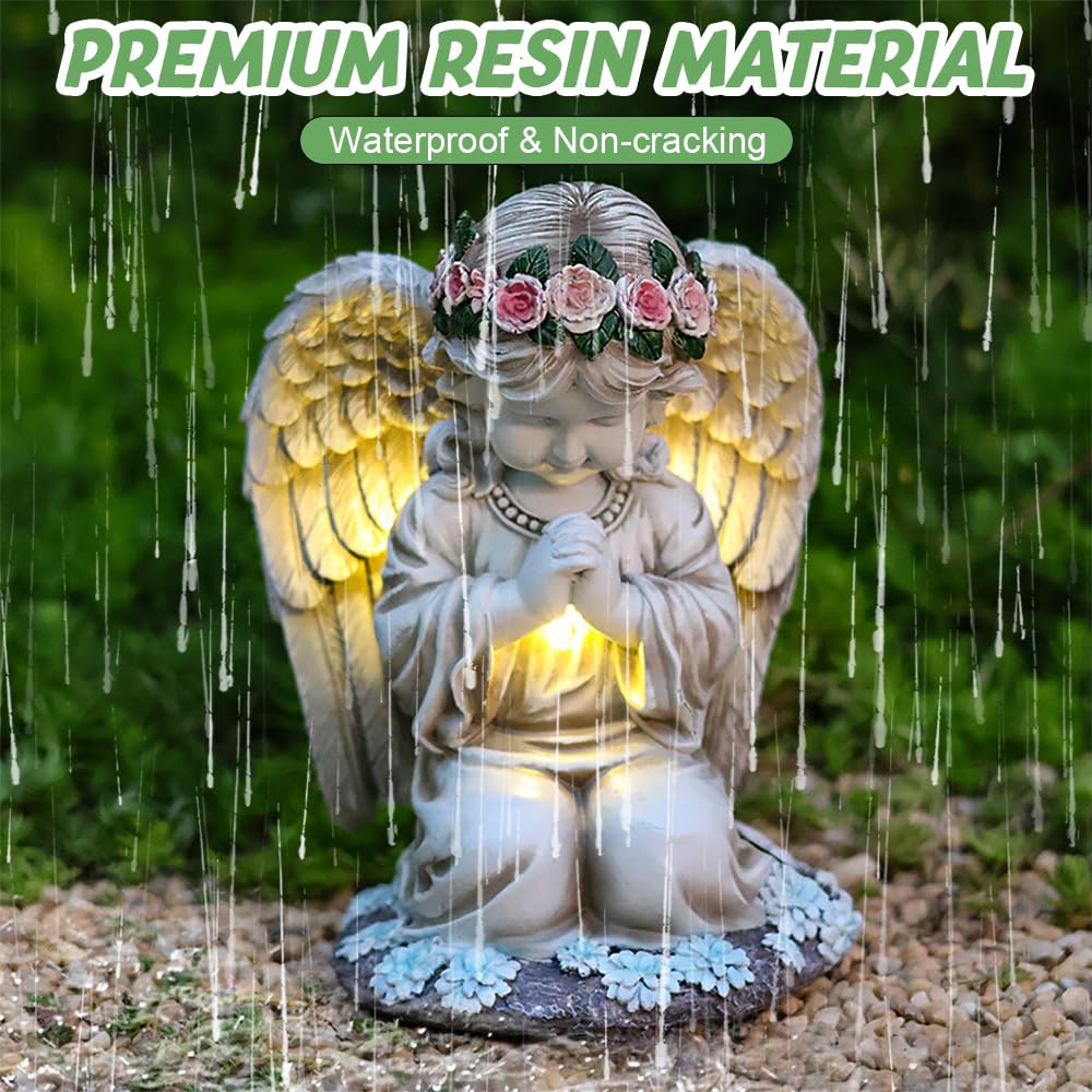 Fairy Engel Figur Gartendeko Solar Gartenfiguren für Außen,mit 6 LED