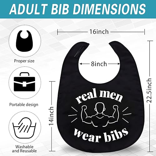 Miniatura 9 de Divertidos baberos para adultos para comer hombres, mujeres, ancianos, protectores de ropa, lavables, babero para adultos mayores