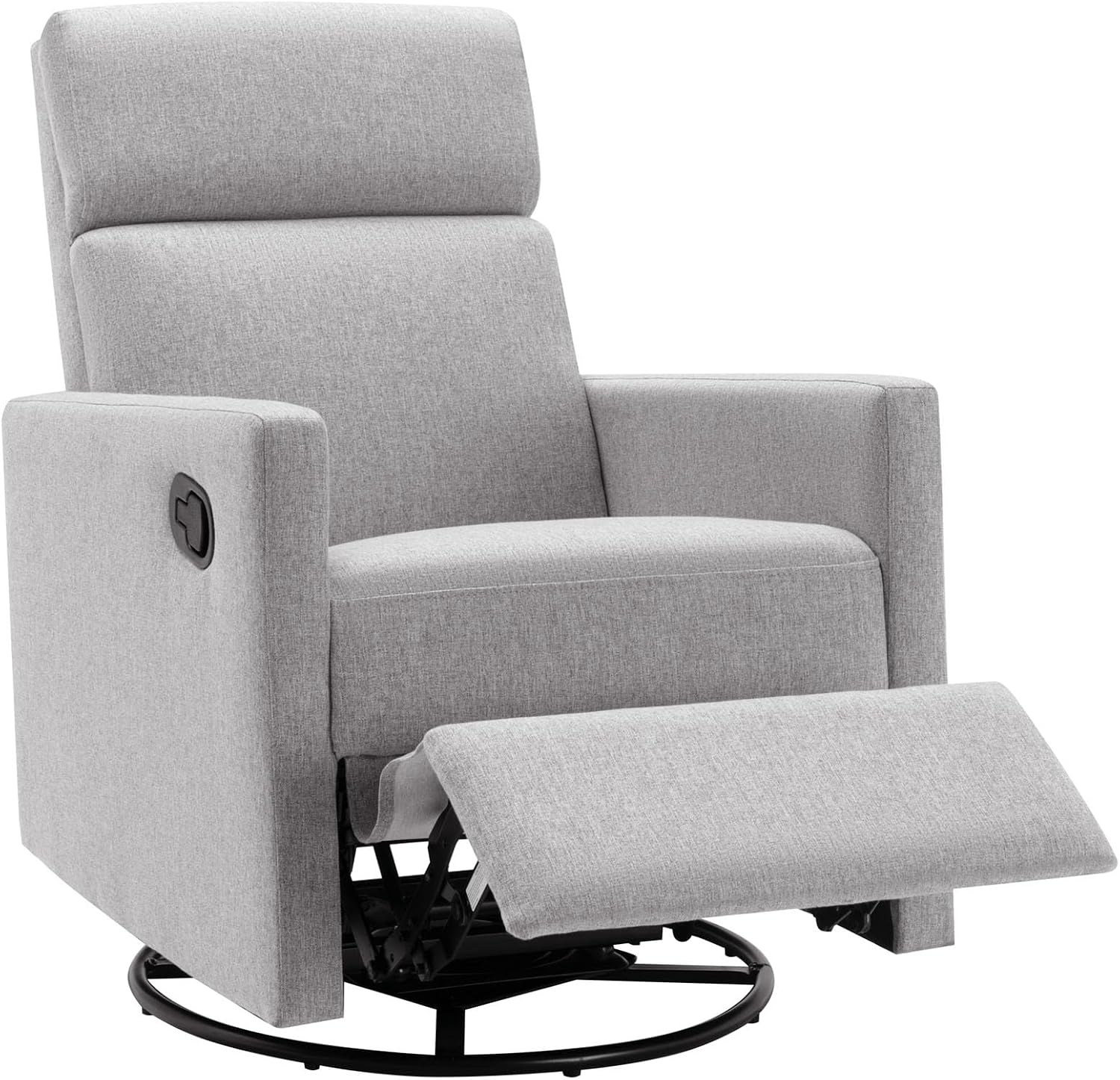Majnesvon Linen Recliner Gliders for Nursery, Lazy Rocker Recliner Chair & Swivel Reclining Sofa Chair with Adjustable High Back, Upholstered Cushions,Metal Base (Gray)