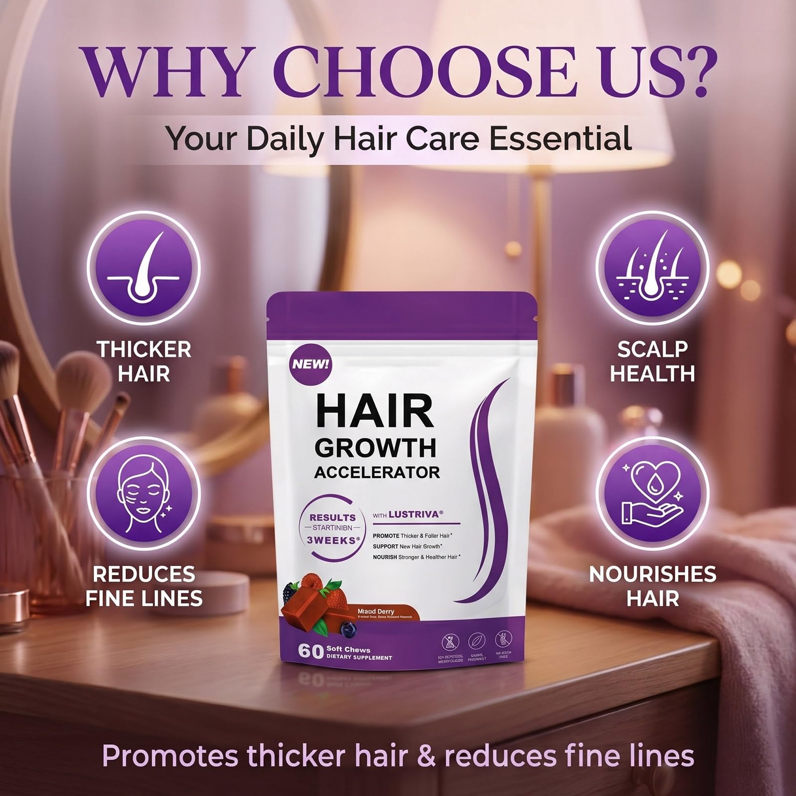 60 Integratori Gommosi For La Crescita Dei Capelli: Supportano Capelli Sani Con Biotina E Vitamine, Deliziosi Facili Da Assumere