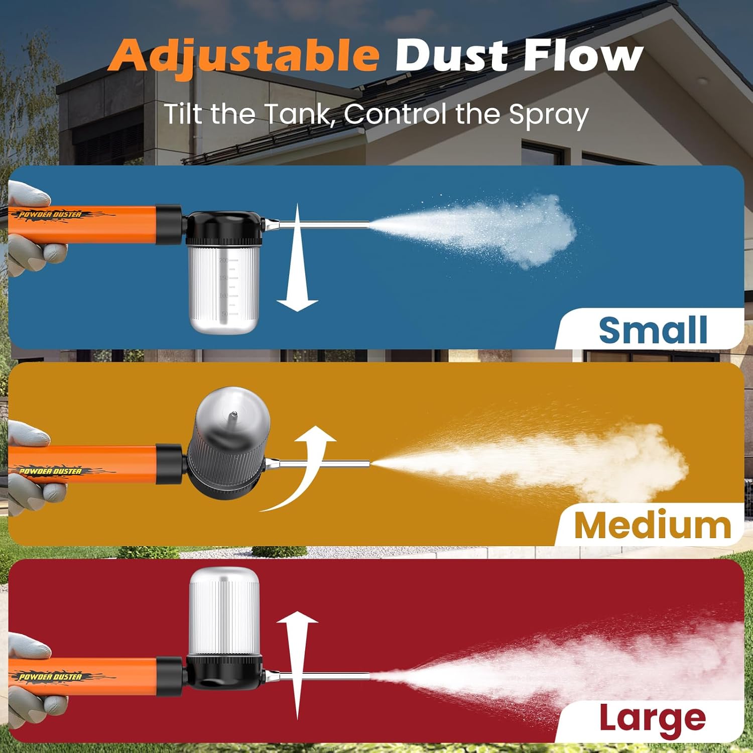 Diatomaceous Earth Powder Duster with Adjustable 4FT Rod, Adjustable Output Pump, 250ml Large Capacity Tank & Clog-Free Design, Powder Dispenser for Indoor/Outdoor Gardening