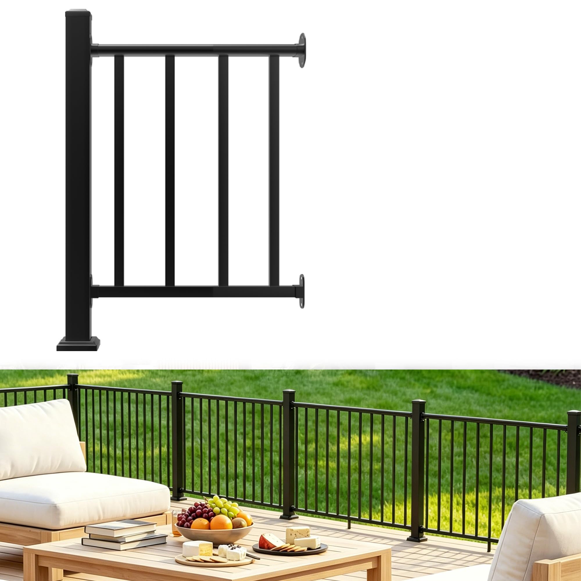 Atemou Aluminum Deck Railing Kit Black Level