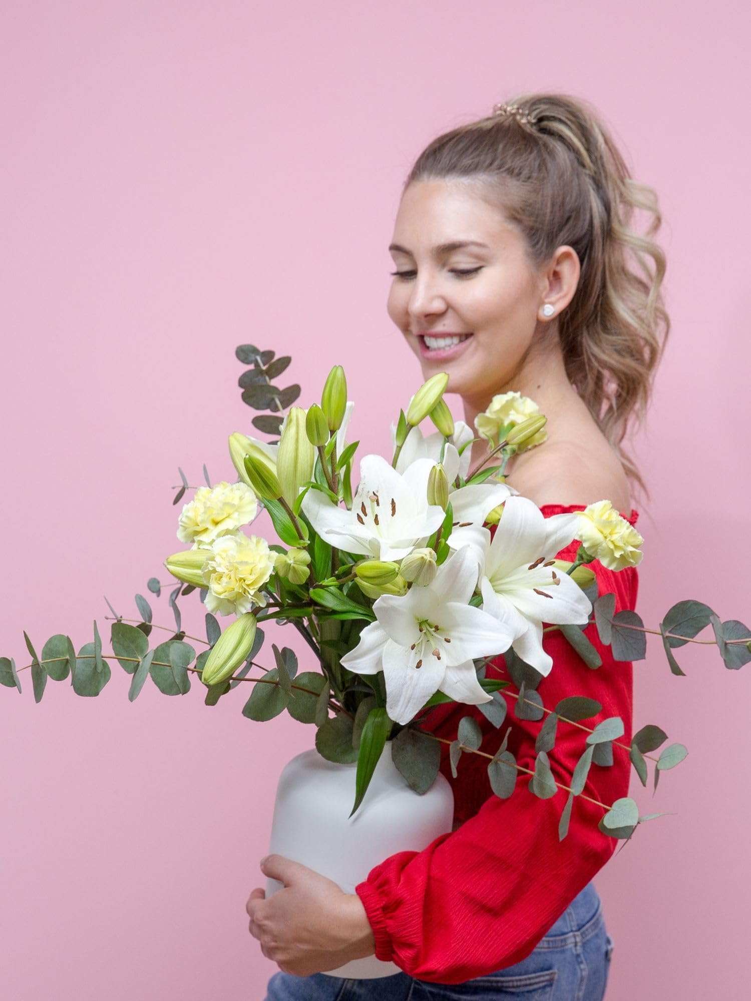 BLOOMY DAYS Blumenstrauß "Ich denk an Dich" in Weiß, mit Lilien, Nelken und, 7-Tage-Frischegarantie, Floristen-Qualität, das perfekte Geschenk bestellen