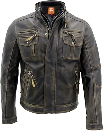 Amazon.com: Chamarra de cuero envejecido estilo motociclista Cafe Racer  para la venta en Amazon : Ropa, Zapatos y Joyería