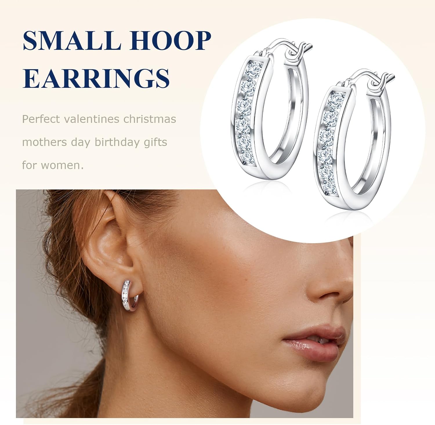 Chunky Gemstone Hoop Earrings 14K Yellow Gold Sterling Silver 14mm Small Huggies Aquamarine/Amethyst/Pink Sapphire/London Blue Topaz/Garnet Hoop Earrings for Women - Image 6