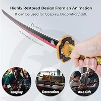 Vista 2 de Cold Blade Demon Katana - Réplica de anime de 41 pulgadas con cinturón y soporte, espada duradera perfecta para cosplay, espada Nichirin con diseño