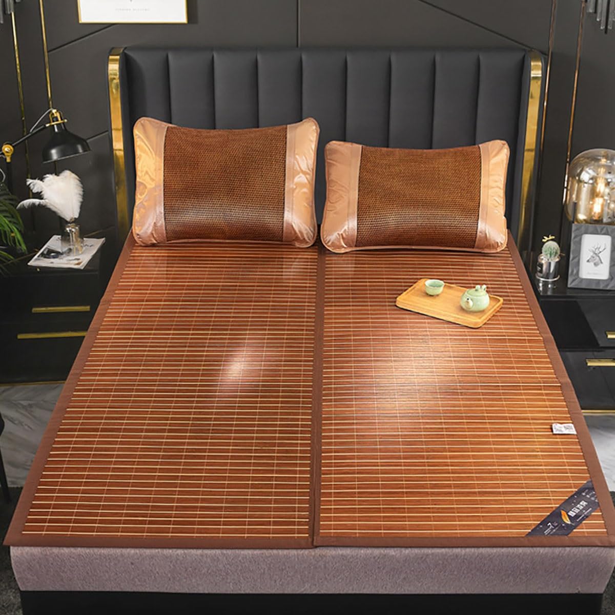 HYQOUKLR Rattan Mat Bed, Double Sided Carbonized Cooling Bamboo Mat, Multiple Sizes(90x190cm)