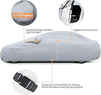 Vista 5 de GXT Cubierta de automóvil resistente al viento y al polvo para exteriores e interiores, 3 capas de tela transpirable resistente con protección UV