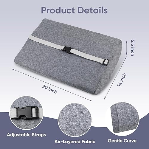 Miniatura 2 de MINUPWELL Almohada de apoyo lumbar extra grande para reclinable, 20 x 14 x 5.5 pulgadas, cojines de apoyo de espalda con correa trasera, 100% espuma